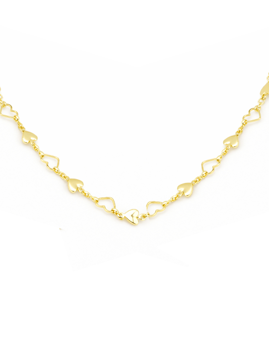 Collier Cœurs Entrelacés Plaqué Or 18K – Chaîne 45 cm Élégante