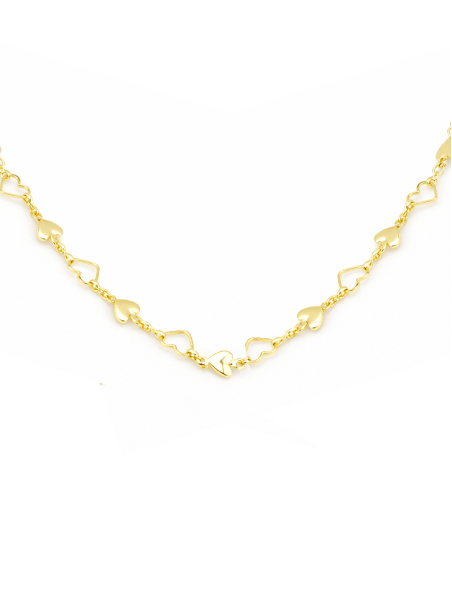 Collier Cœurs Entrelacés Plaqué Or 18K – Chaîne 45 cm Élégante