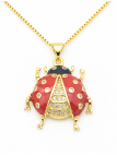 Collier Coccinelle Rouge Plaqué Or 18K – Pendentif 25 mm & Chaîne 45 cm