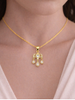 Collier Baroque Plaqué Or 18K – Pendentif 25 mm Cristaux & Chaîne 45 cm