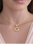 Collier Cercle Ondulé Plaqué Or 18K – Pendentif 20 mm Pierres Colorées & Chaîne 45 cm