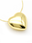 Collier Cœur Bombé Plaqué Or 18K – Pendentif 30 mm & Chaîne 45 cm