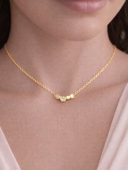 Collier géometrique Plaqué Or 18K – Pendentif 20 mm Cristaux & Chaîne 45 cm