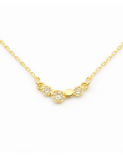 Collier géometrique Plaqué Or 18K – Pendentif 20 mm Cristaux & Chaîne 45 cm