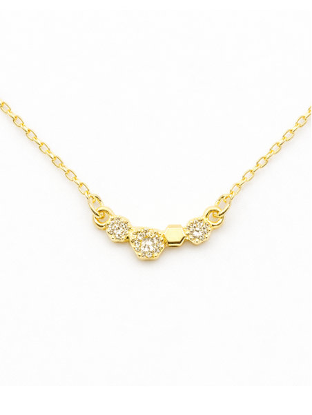 Collier géometrique Plaqué Or 18K – Pendentif 20 mm Cristaux & Chaîne 45 cm