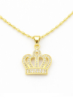 Collier Couronne Plaqué Or 18K – Pendentif 18 mm & Chaîne 45 cm