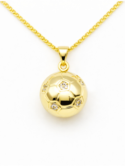 Collier Ballon de Football Plaqué Or 18K – Pendentif 15 mm & Chaîne 45 cm