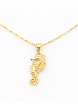 Collier Hippocampe Plaqué Or 18K – Pendentif Marin 20 mm & Chaîne 45 cm