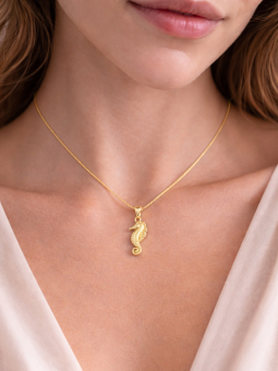 Collier Hippocampe Plaqué Or 18K – Pendentif Marin 20 mm & Chaîne 45 cm