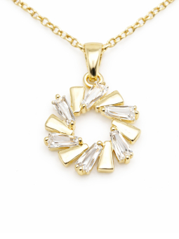 Collier Cercle Rayonnant Plaqué Or 18K – Pendentif 15 mm & Chaîne 45 cm