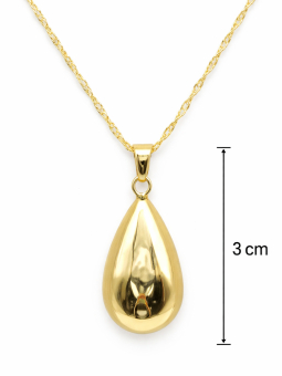 Collier Goutte Plaqué Or 18K – Pendentif 30 mm & Chaîne 45 cm
