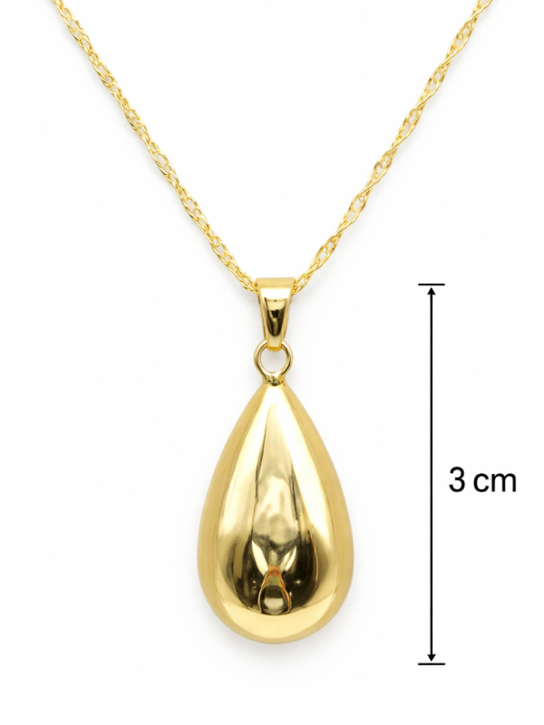 Collier Goutte Plaqué Or 18K – Pendentif 30 mm & Chaîne 45 cm