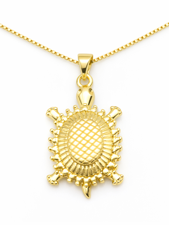Collier Tortue Plaqué Or 18K – Pendentif 20 mm & Chaîne 45 cm