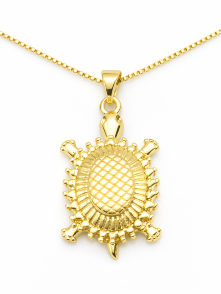 Collier Tortue Plaqué Or 18K – Pendentif 20 mm & Chaîne 45 cm