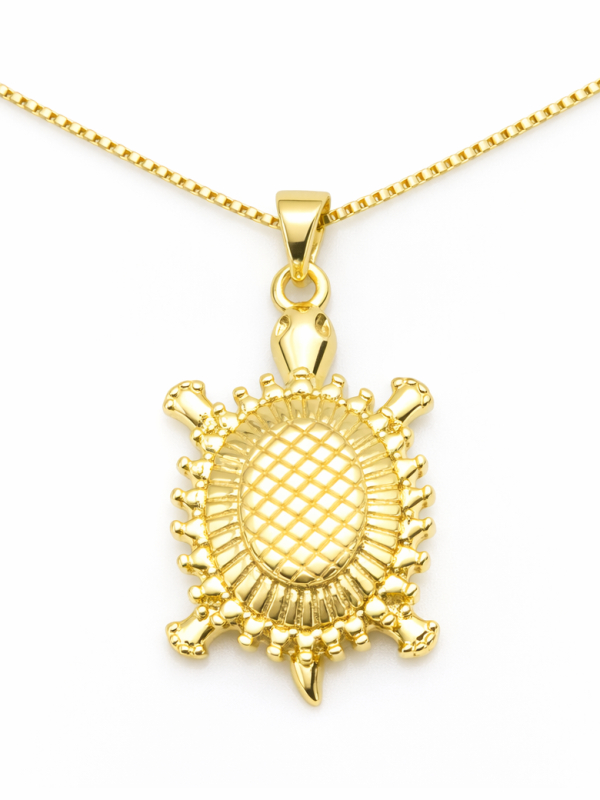 Collier Tortue Plaqué Or 18K – Pendentif 20 mm & Chaîne 45 cm