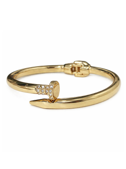 Bracelet Jonc Clou Doré Plaqué Or 18K – Diamètre 60 mm Épaisseur 6 mm