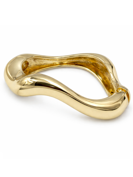 Bracelet Jonc Ondulé Doré Plaqué Or 18K – Diamètre 60 mm Épaisseur 11 mm