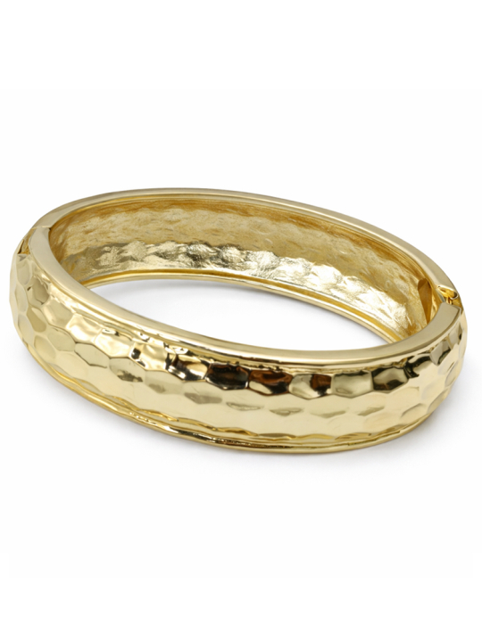 Bracelet Jonc Martelé Doré Plaqué Or 18K – Diamètre 60 mm Épaisseur 20 mm