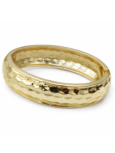 Bracelet Jonc Martelé Doré Plaqué Or 18K – Diamètre 60 mm Épaisseur 20 mm
