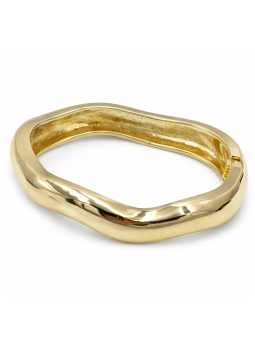 Bracelet Jonc Ondulé Doré Plaqué Or 18K – Diamètre 60 mm Épaisseur 15 mm