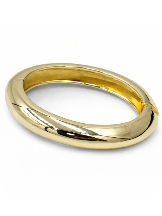 Bracelet Jonc Lisse Doré Plaqué Or 18K – Diamètre 60 mm Épaisseur 12 mm