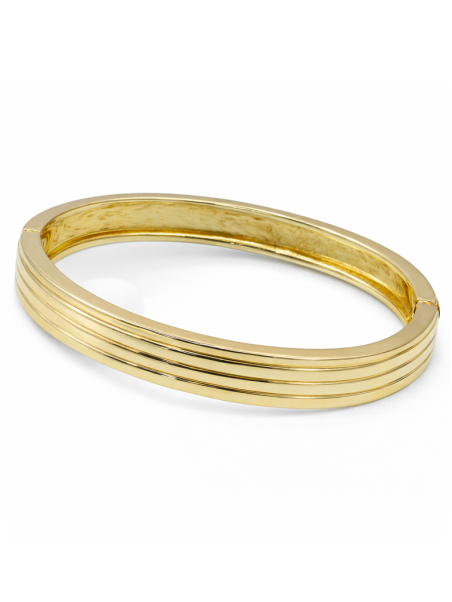 Bracelet Jonc Plaqué Or 60 mm Épaisseur 9 mm Finition Lignes Élégantes