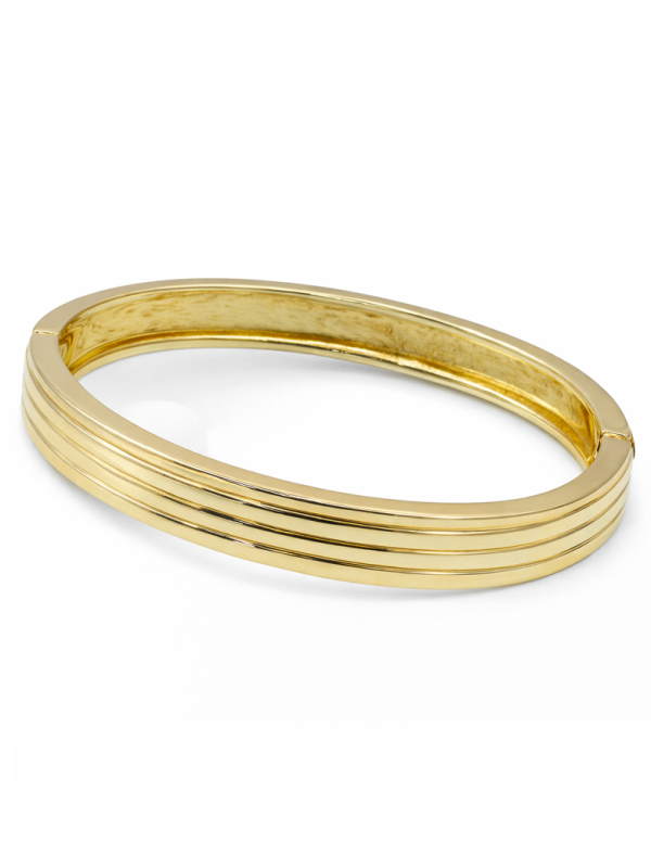 Bracelet Jonc Plaqué Or 60 mm Épaisseur 9 mm Finition Lignes Élégantes