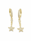 Boucles d’Oreilles Créoles Étoile Pendante Doré Plaqué Or