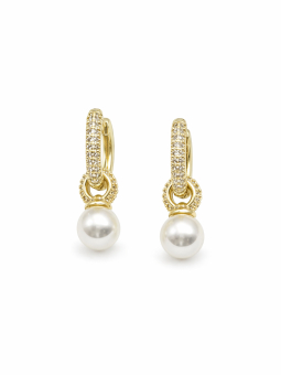 Boucles d’Oreilles Créoles Perle Élégante Doré Plaqué Or