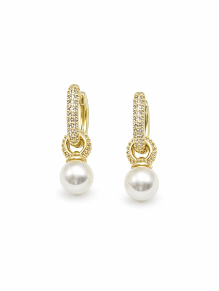 Boucles d’Oreilles Créoles Perle Élégante Doré Plaqué Or