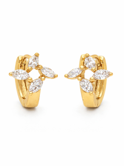 Boucles d’Oreilles Fleur Zircon Doré Plaqué Or