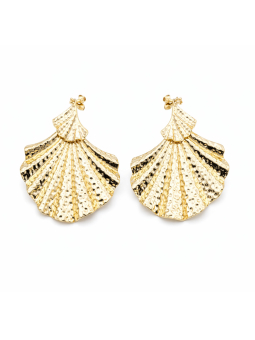 Boucles d’Oreilles Coquillage Martelé Doré Plaqué Or
