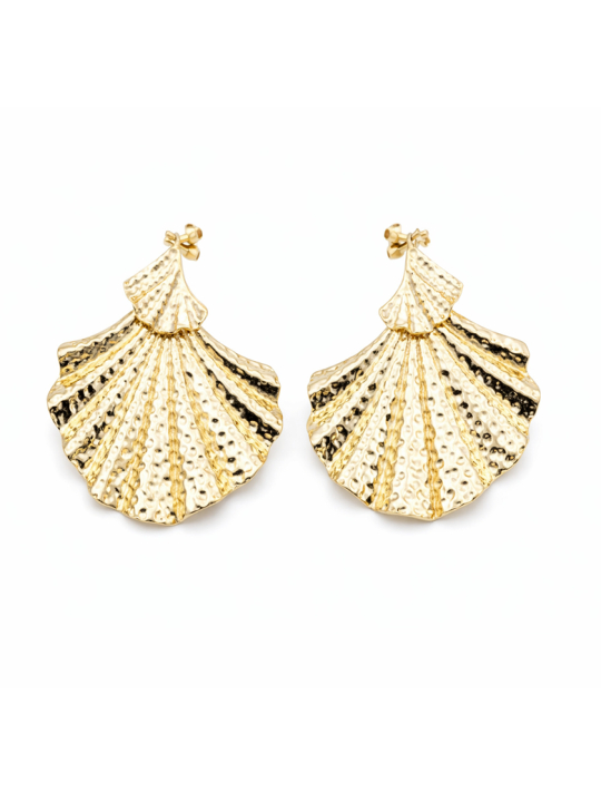Boucles d’Oreilles Coquillage Martelé Doré Plaqué Or