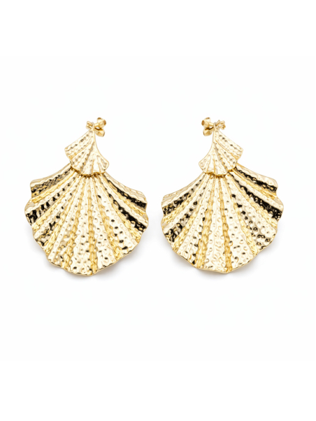 Boucles d’Oreilles Coquillage Martelé Doré Plaqué Or