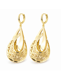 Boucles d’Oreilles Goutte Ajourée Dorées Plaqué Or