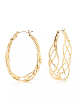 Boucles d’Oreilles Créoles Entrelacées Dorées Plaqué Or