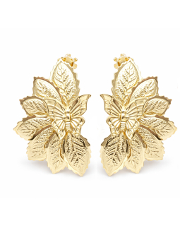 Boucles d’Oreilles Feuilles Papillon Dorées Plaqué Or