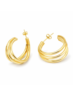 Boucles d’Oreilles Créoles Multi-Rangs Dorées en Plaqué Or