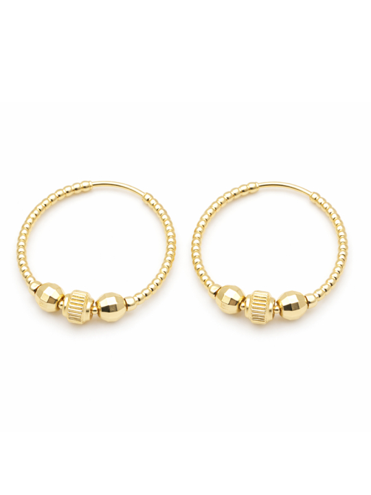 Boucles d’Oreilles Créoles Perles Dorées en Plaqué Or