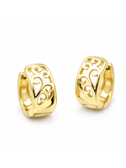 Boucles d’Oreilles Créoles Arabesques Dorées en Plaqué Or