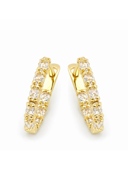 Boucles d’Oreilles Rectangulaires Pavées Doré en Plaqué Or