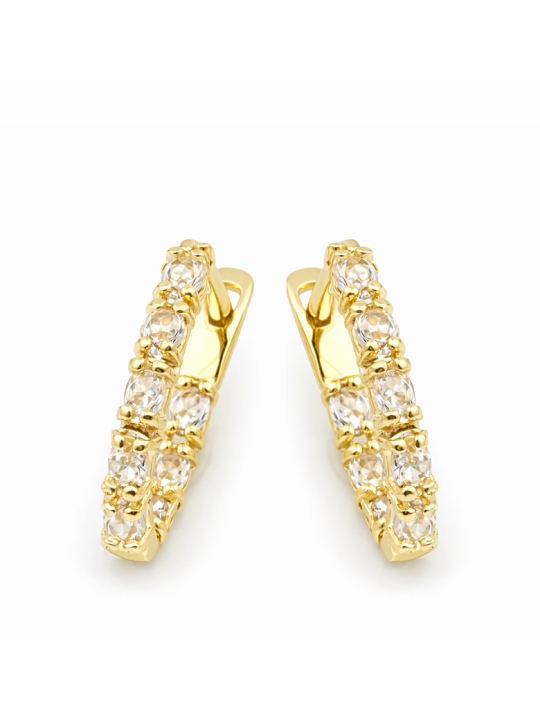 Boucles d’Oreilles Rectangulaires Pavées Doré en Plaqué Or