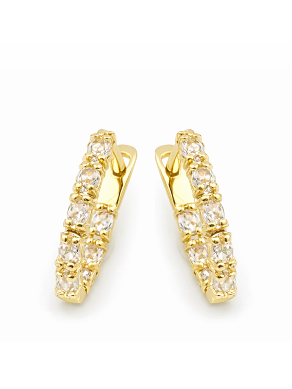 Boucles d’Oreilles Rectangulaires Pavées Doré en Plaqué Or