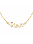 Collier Branche Feuilles Zircon Doré Plaqué Or 18K