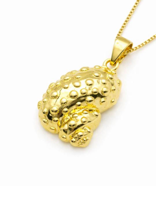 Collier Coquillage Texturé Doré Plaqué Or 18K – Pendentif 35 mm