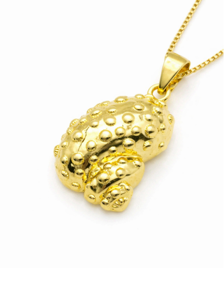 Collier Coquillage Texturé Doré Plaqué Or 18K – Pendentif 35 mm
