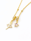 Collier Ange & Étoile Rose Doré Plaqué Or 18K – Pendentif 30 mm