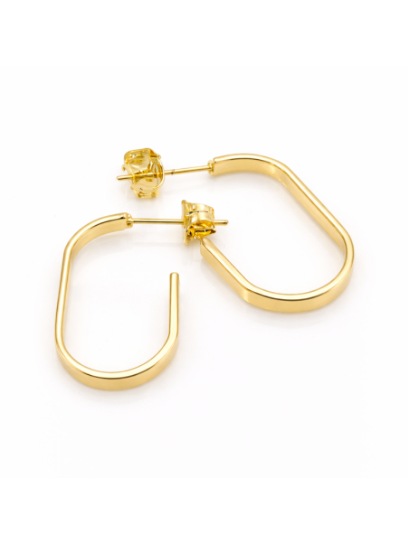 Boucles d’Oreilles Créoles Rectangulaires Dorées Plaqué Or 18K – 20 mm