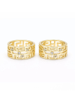 Créoles Motif Grec Zircon Dorées Plaqué Or 18K – Diamètre 15 mm