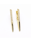Boucles d’Oreilles Longues Zircon Dorées Plaqué Or 18K – Hauteur 40 mm